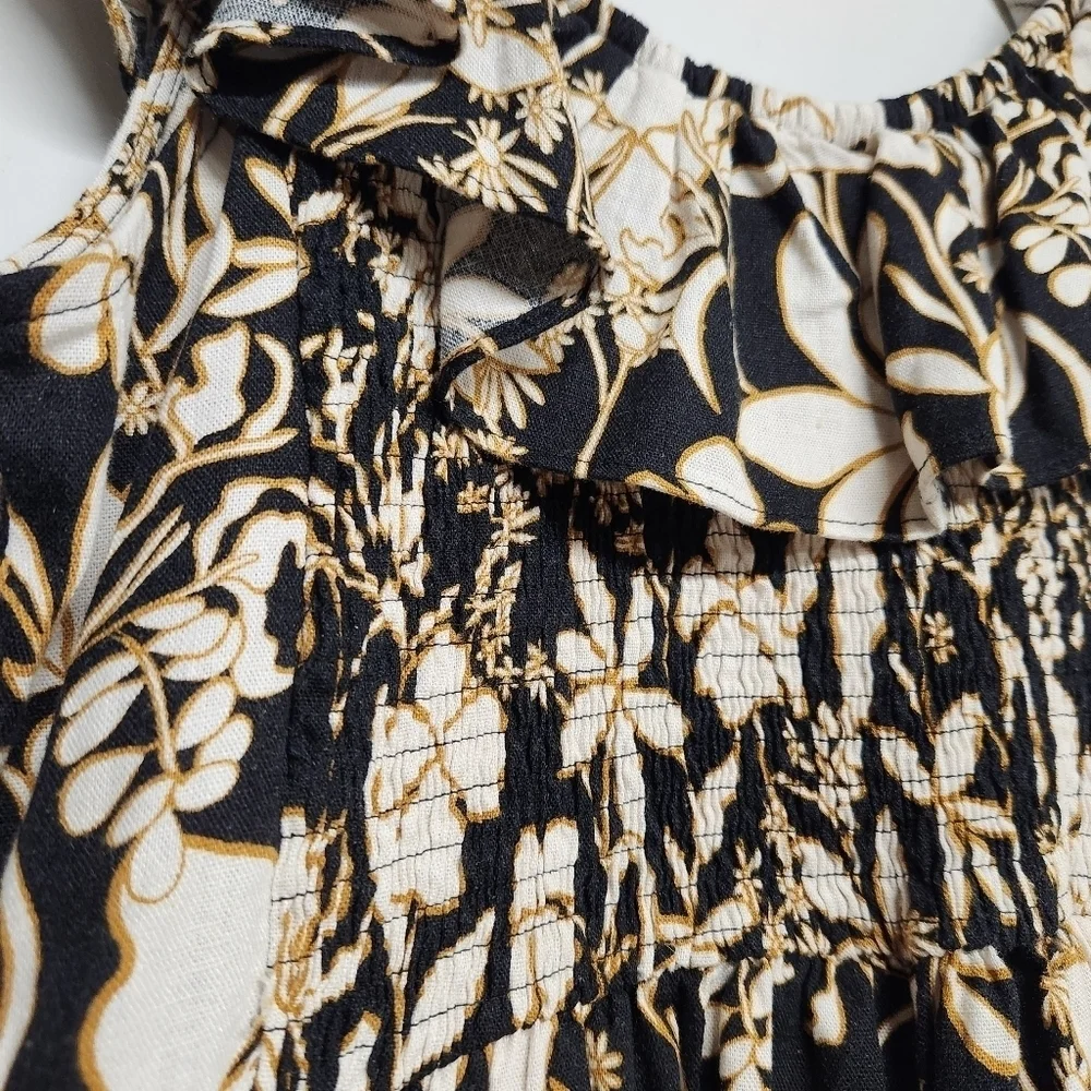 Ava & Viv black cream gold floral linen blend maxi dress with pockets XXL NWT - Picture 7 of 10